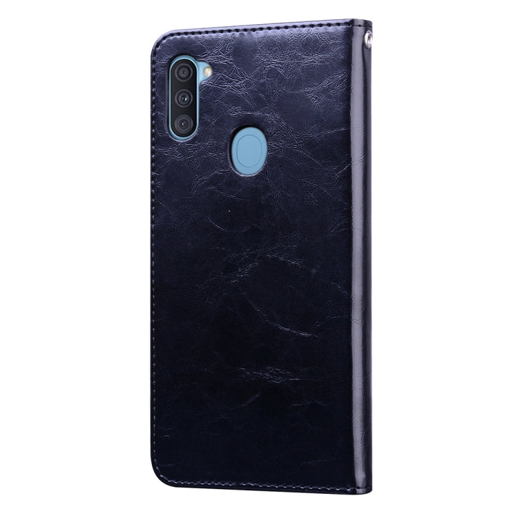 For Samsung Galaxy A11 Business Style Oil Wax Texture Horizontal Flip Leather Case with Holder & Card Slots & Wallet