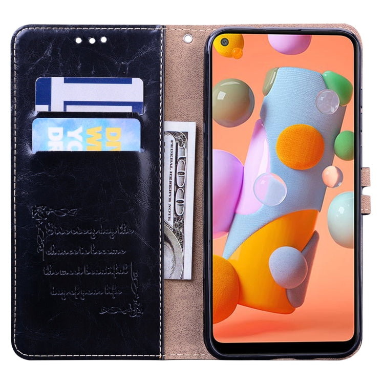 For Samsung Galaxy A11 Business Style Oil Wax Texture Horizontal Flip Leather Case with Holder & Card Slots & Wallet