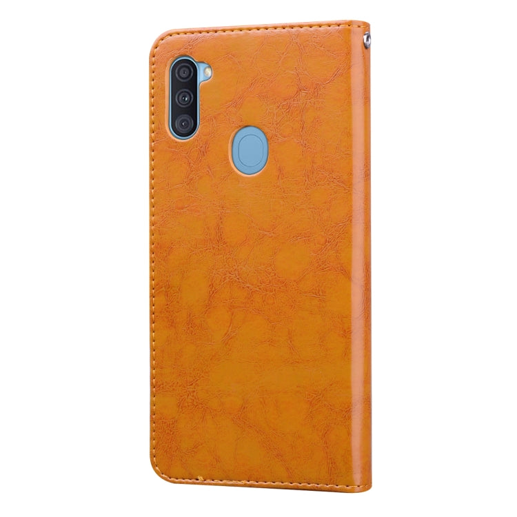 For Samsung Galaxy A11 Business Style Oil Wax Texture Horizontal Flip Leather Case with Holder & Card Slots & Wallet