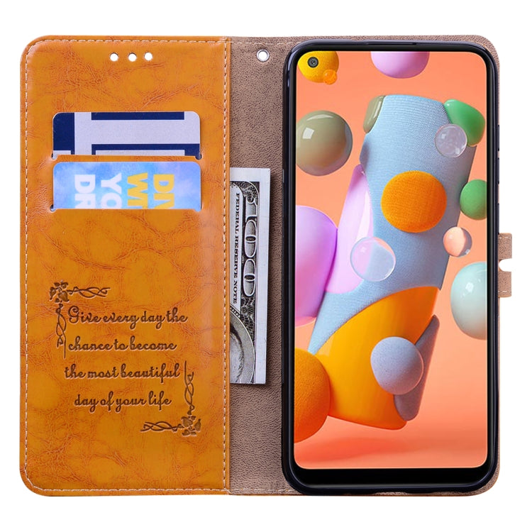 For Samsung Galaxy A11 Business Style Oil Wax Texture Horizontal Flip Leather Case with Holder & Card Slots & Wallet