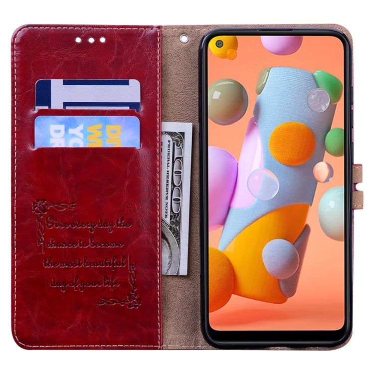 For Samsung Galaxy A11 Business Style Oil Wax Texture Horizontal Flip Leather Case with Holder & Card Slots & Wallet
