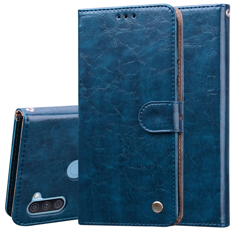 For Samsung Galaxy A11 Business Style Oil Wax Texture Horizontal Flip Leather Case with Holder & Card Slots & Wallet
