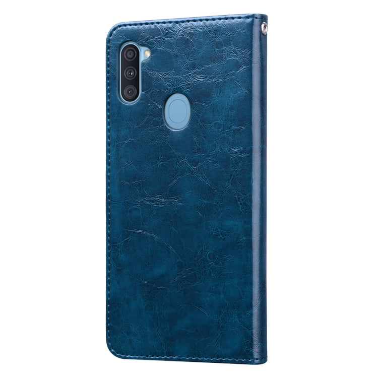 For Samsung Galaxy A11 Business Style Oil Wax Texture Horizontal Flip Leather Case with Holder & Card Slots & Wallet