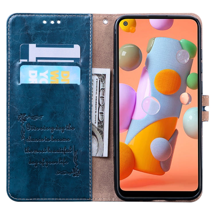 For Samsung Galaxy A11 Business Style Oil Wax Texture Horizontal Flip Leather Case with Holder & Card Slots & Wallet