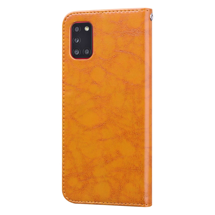 For Samsung Galaxy A31 Business Style Oil Wax Texture Horizontal Flip Leather Case with Holder & Card Slots & Wallet