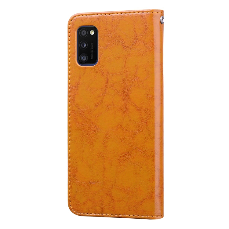 For Samsung Galaxy A41 Business Style Oil Wax Texture Horizontal Flip Leather Case with Holder & Card Slots & Wallet