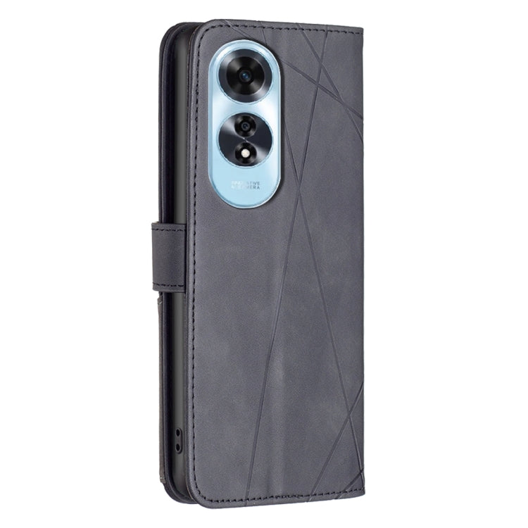 For OPPO A60 Magnetic Buckle Rhombus Texture Leather Phone Case