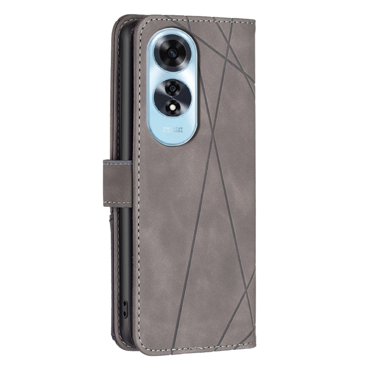 For OPPO A60 Magnetic Buckle Rhombus Texture Leather Phone Case