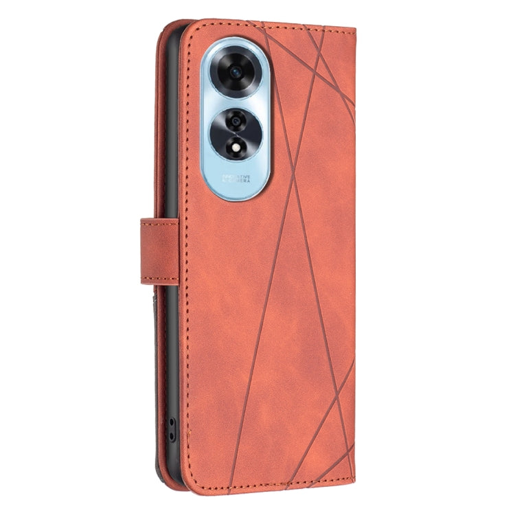 For OPPO A60 Magnetic Buckle Rhombus Texture Leather Phone Case