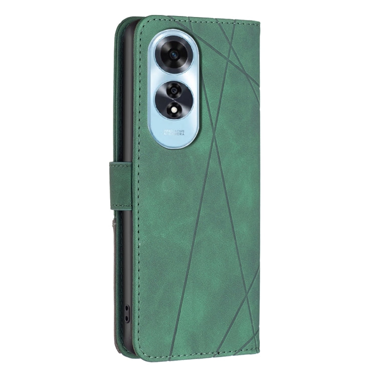For OPPO A60 Magnetic Buckle Rhombus Texture Leather Phone Case