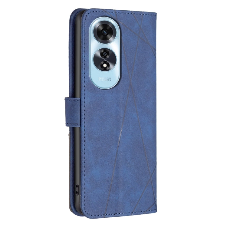 For OPPO A60 Magnetic Buckle Rhombus Texture Leather Phone Case
