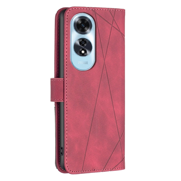 For OPPO A60 Magnetic Buckle Rhombus Texture Leather Phone Case