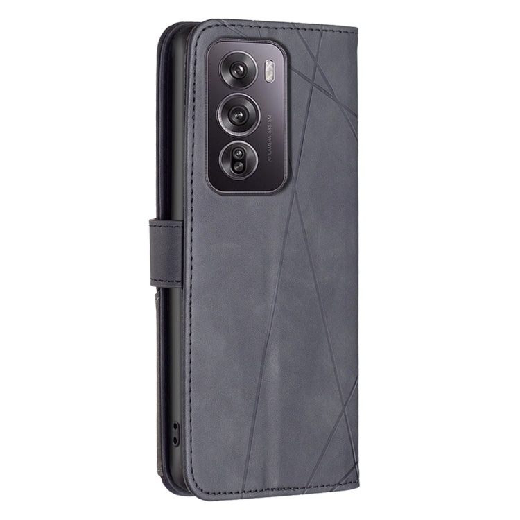 For OPPO Reno12 Pro Global Magnetic Buckle Rhombus Texture Leather Phone Case