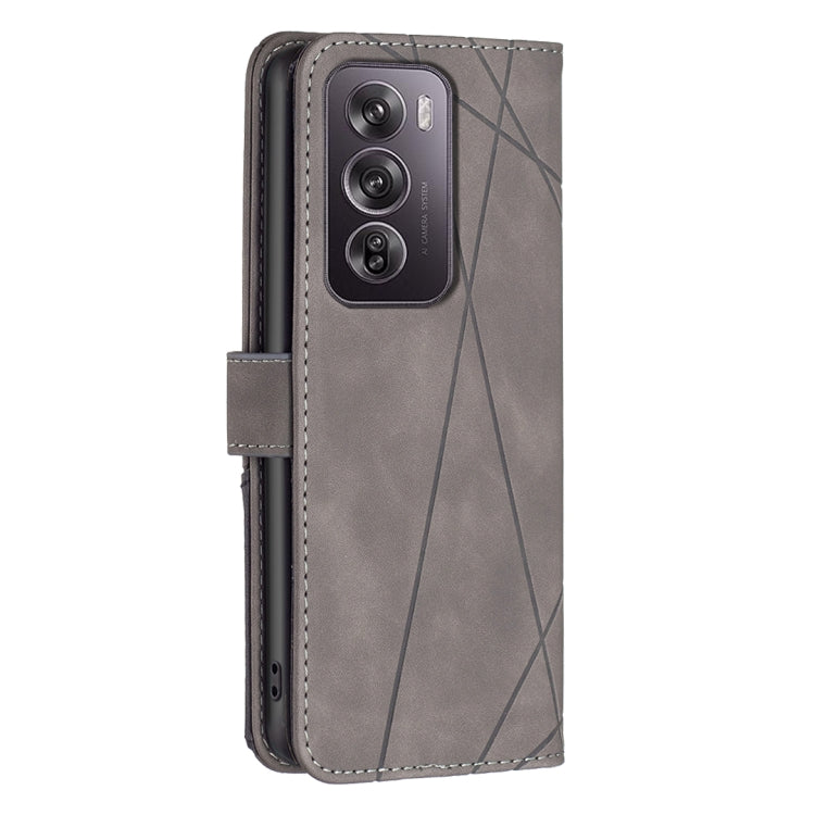 For OPPO Reno12 Pro Global Magnetic Buckle Rhombus Texture Leather Phone Case
