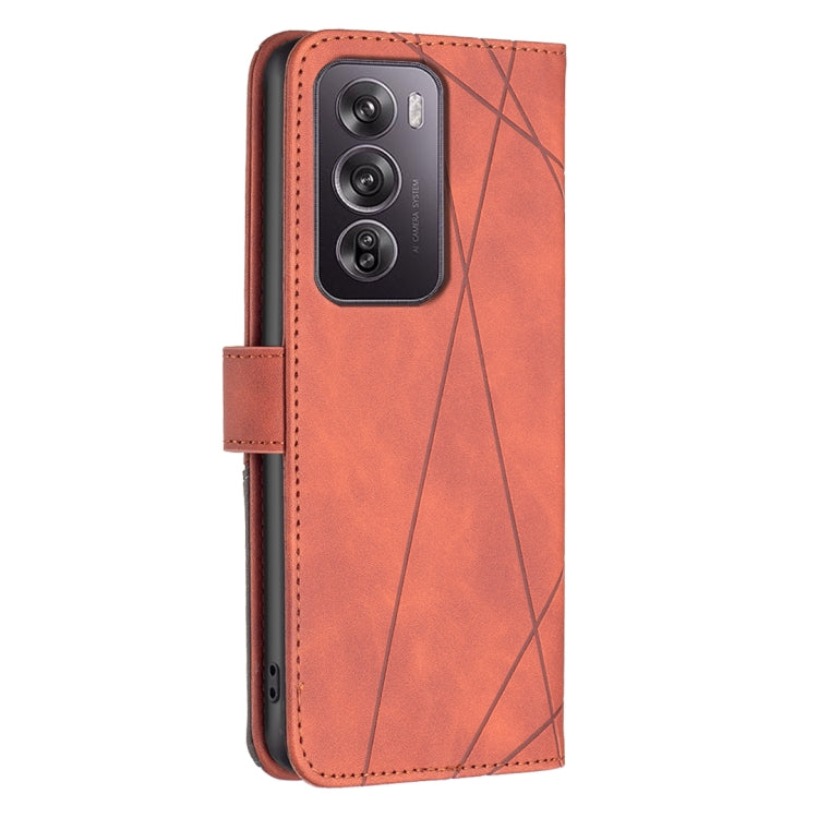 For OPPO Reno12 Pro Global Magnetic Buckle Rhombus Texture Leather Phone Case