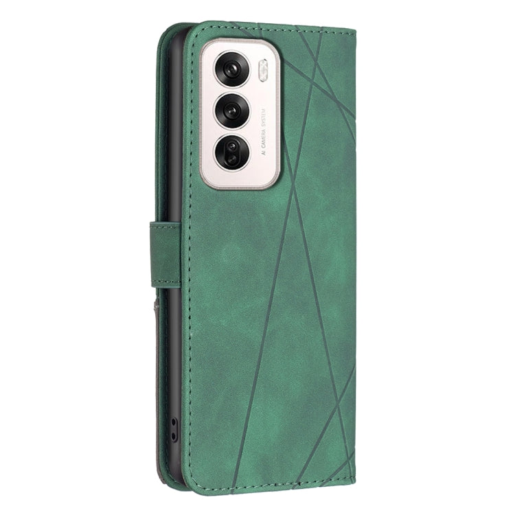 For OPPO Reno12 Global Magnetic Buckle Rhombus Texture Leather Phone Case