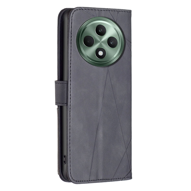 For OPPO Reno12 F 5G Magnetic Buckle Rhombus Texture Leather Phone Case
