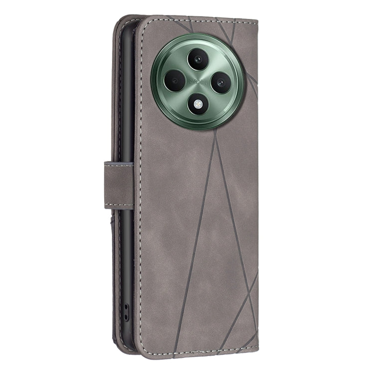 For OPPO Reno12 F 5G Magnetic Buckle Rhombus Texture Leather Phone Case