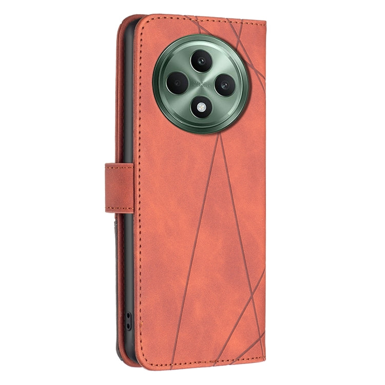 For OPPO Reno12 F 5G Magnetic Buckle Rhombus Texture Leather Phone Case