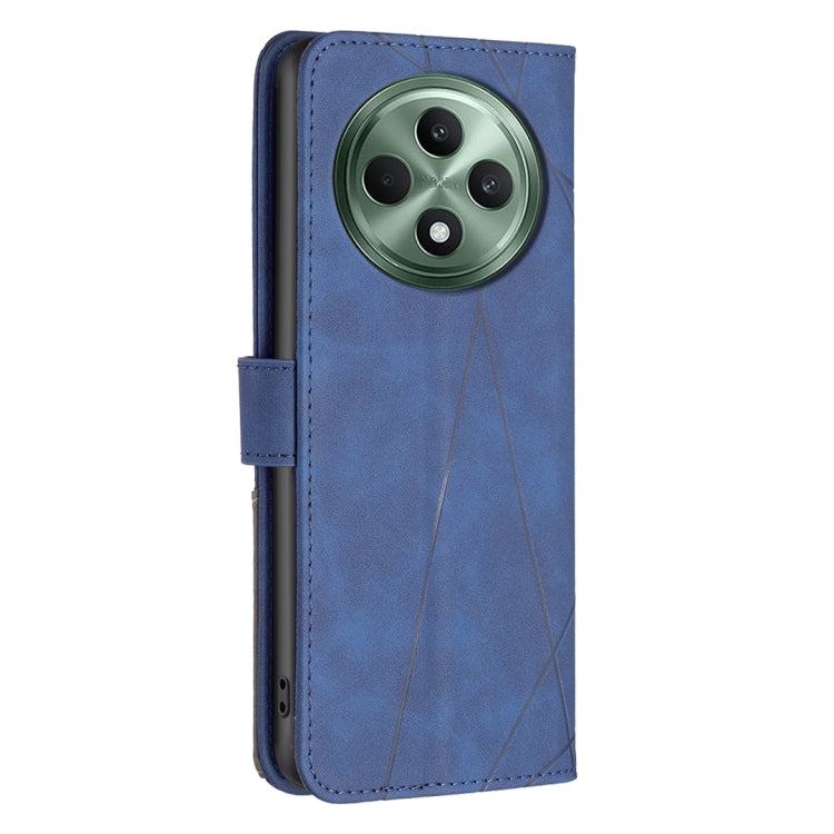 For OPPO Reno12 F 5G Magnetic Buckle Rhombus Texture Leather Phone Case
