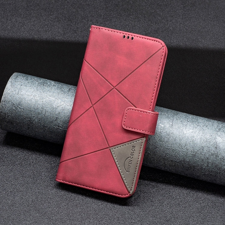 For OPPO Reno12 F 5G Magnetic Buckle Rhombus Texture Leather Phone Case