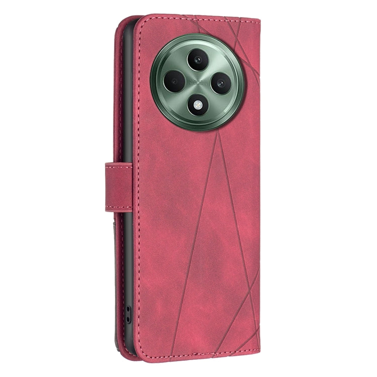 For OPPO Reno12 F 5G Magnetic Buckle Rhombus Texture Leather Phone Case