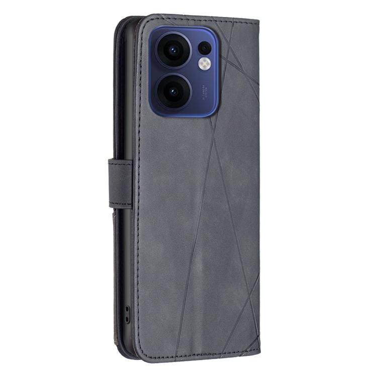 For OPPO Reno13 F 5G Magnetic Buckle Rhombus Texture Leather Phone Case