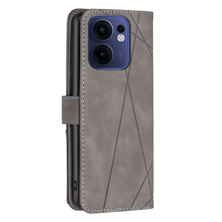 For OPPO Reno13 F 5G Magnetic Buckle Rhombus Texture Leather Phone Case