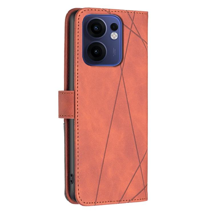 For OPPO Reno13 F 5G Magnetic Buckle Rhombus Texture Leather Phone Case