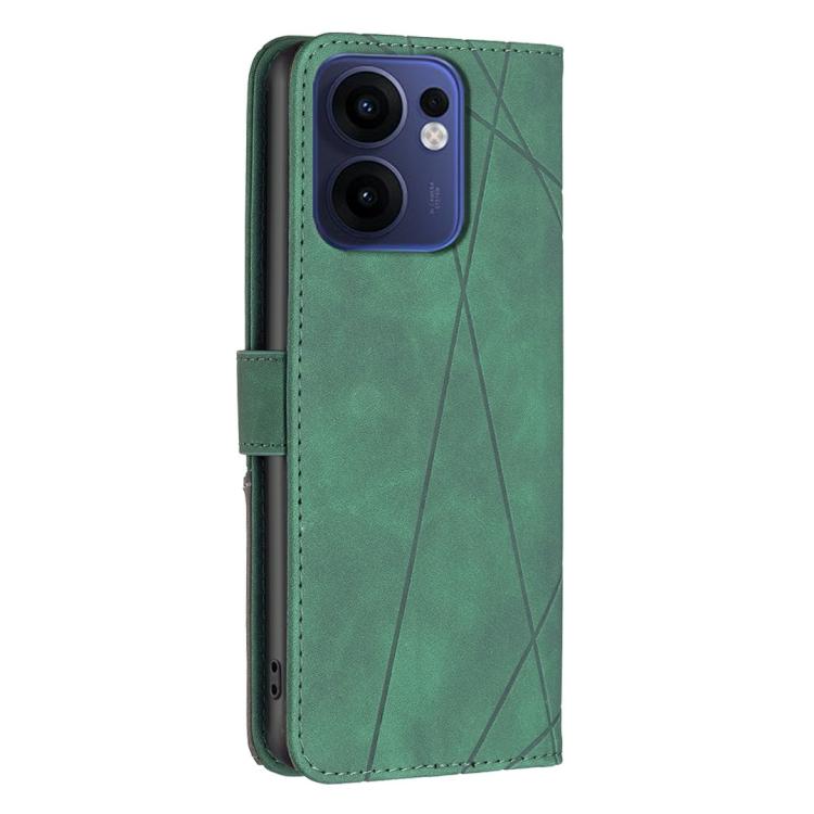 For OPPO Reno13 F 5G Magnetic Buckle Rhombus Texture Leather Phone Case