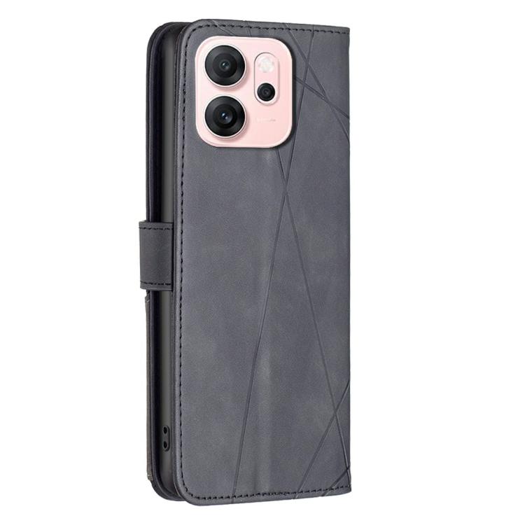 For OPPO Reno14 F 5G Magnetic Buckle Rhombus Texture Leather Phone Case