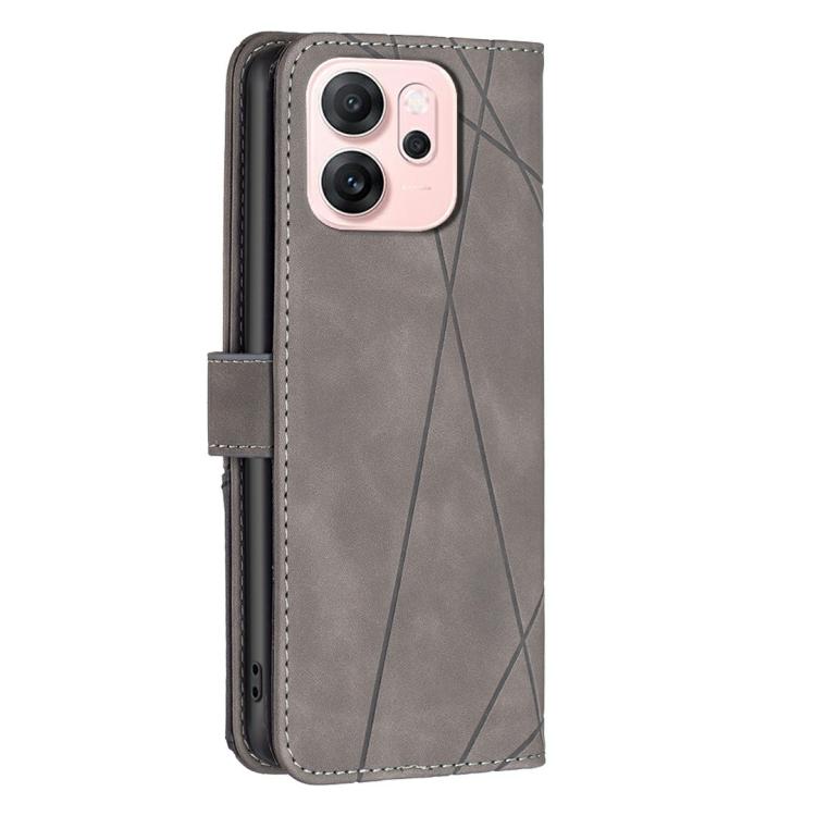 For OPPO Reno14 F 5G Magnetic Buckle Rhombus Texture Leather Phone Case