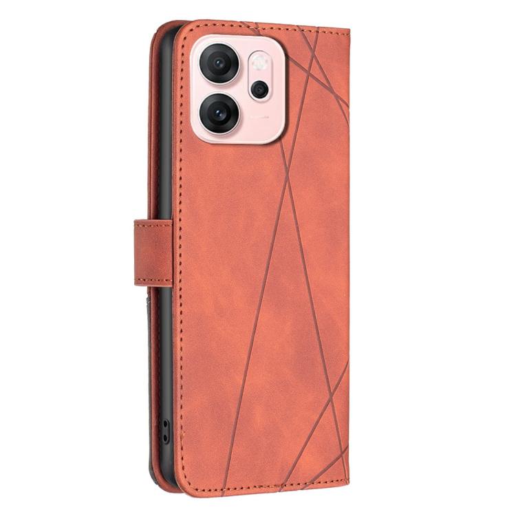 For OPPO Reno14 F 5G Magnetic Buckle Rhombus Texture Leather Phone Case
