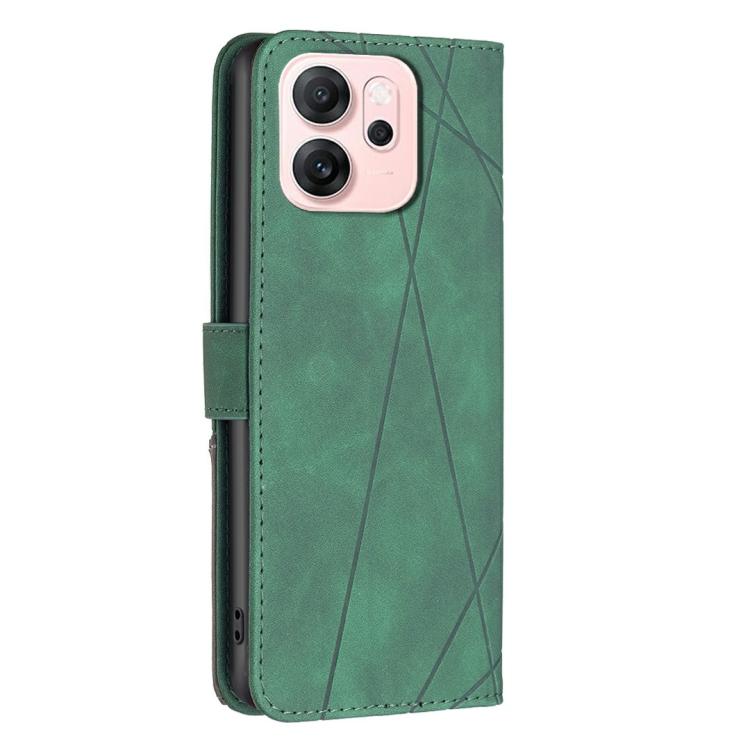 For OPPO Reno14 F 5G Magnetic Buckle Rhombus Texture Leather Phone Case