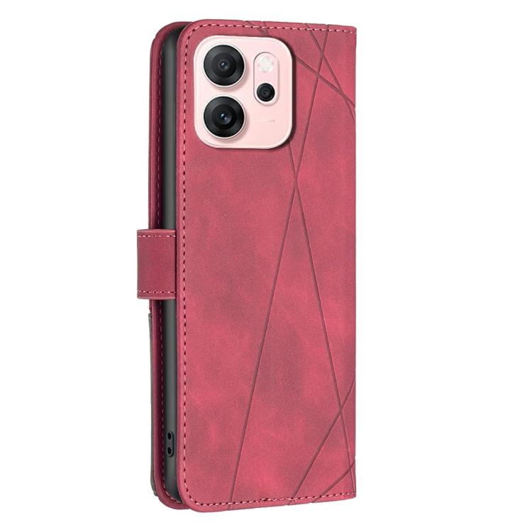 For OPPO Reno14 F 5G Magnetic Buckle Rhombus Texture Leather Phone Case