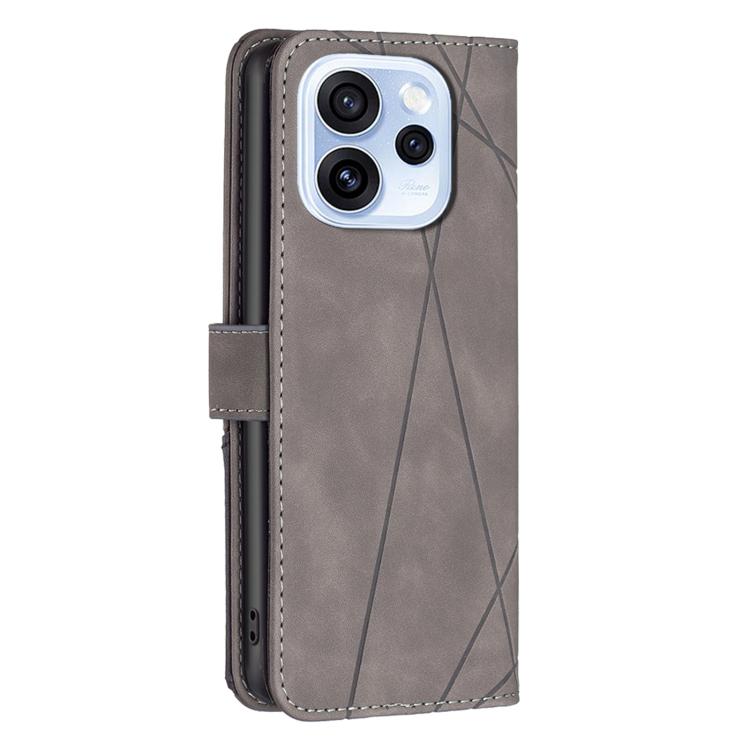 For OPPO Reno15 F 5G Global Magnetic Buckle Rhombus Texture Leather Phone Case