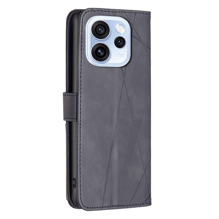 For OPPO Reno15 5G Global Magnetic Buckle Rhombus Texture Leather Phone Case