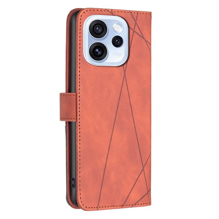 For OPPO Reno15 5G Global Magnetic Buckle Rhombus Texture Leather Phone Case