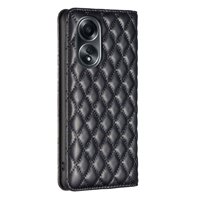 For OPPO A58 4G / A98 5G Diamond Lattice Magnetic Leather Flip Phone Case