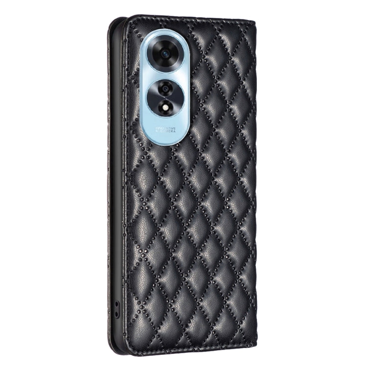 For OPPO A60 Diamond Lattice Magnetic Leather Flip Phone Case