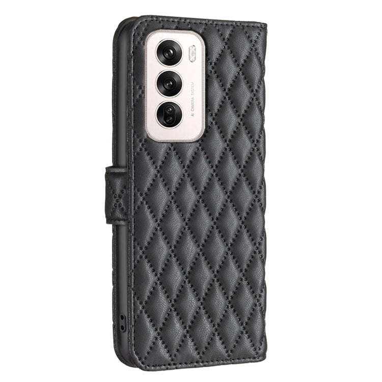 For OPPO Reno12 Global Diamond Lattice Wallet Leather Flip Phone Case