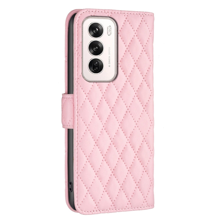 For OPPO Reno12 Global Diamond Lattice Wallet Leather Flip Phone Case