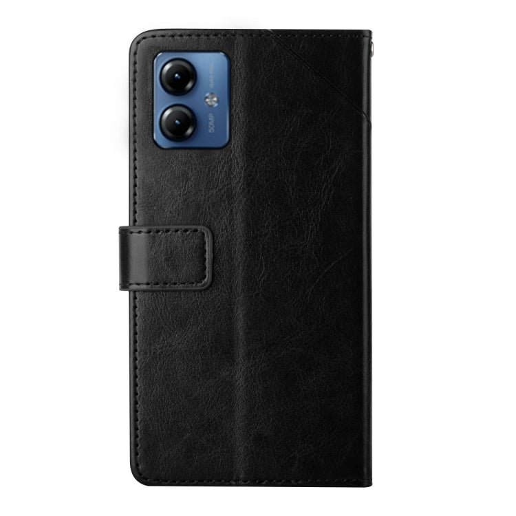 For Motorola Moto G14 HT01 Y-shaped Pattern Flip Leather Phone Case