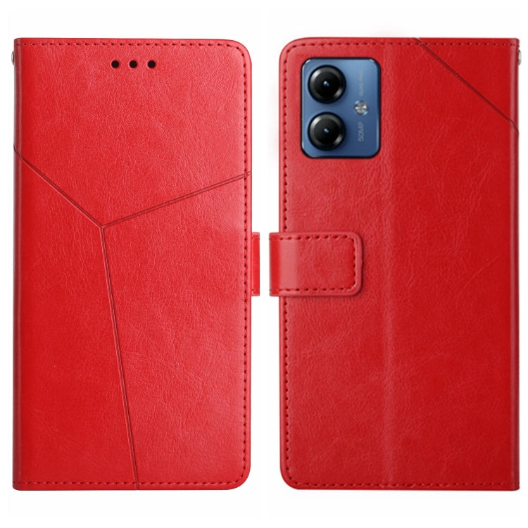 For Motorola Moto G14 HT01 Y-shaped Pattern Flip Leather Phone Case