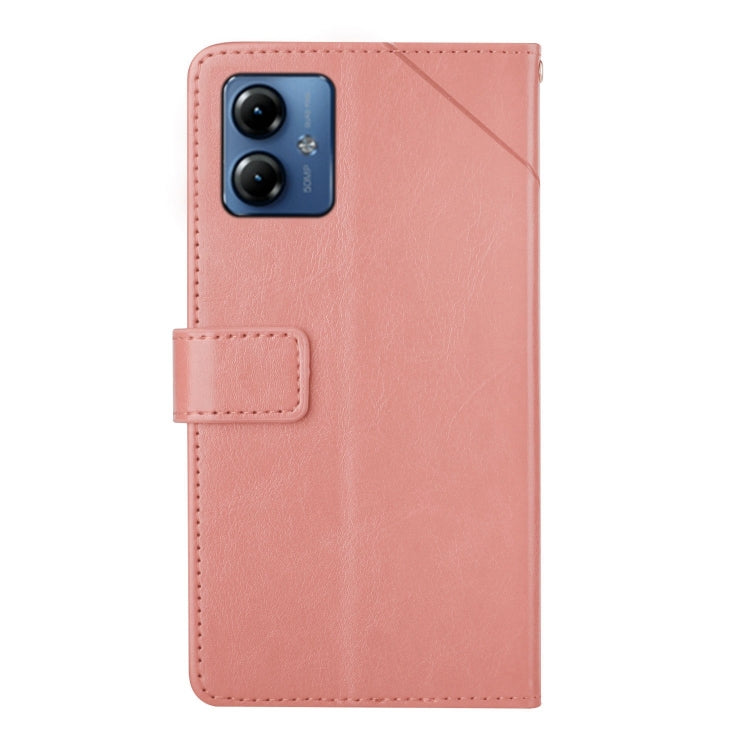 For Motorola Moto G54 HT01 Y-shaped Pattern Flip Leather Phone Case