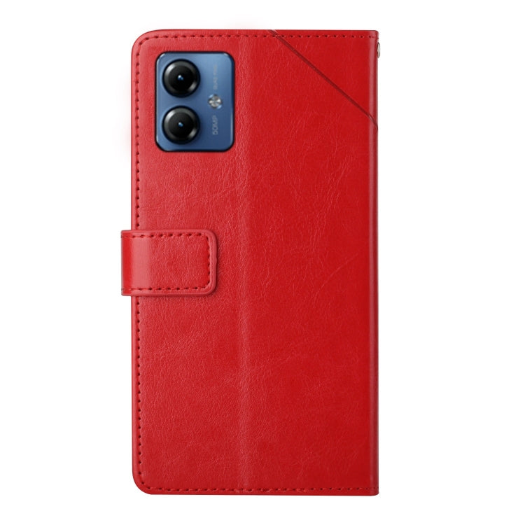 For Motorola Moto G54 HT01 Y-shaped Pattern Flip Leather Phone Case