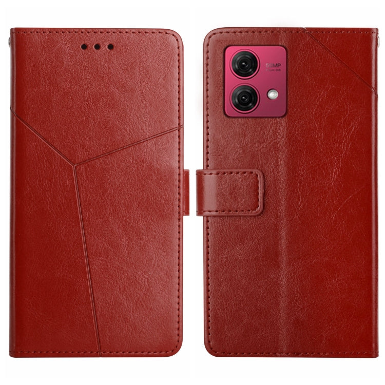 For Motorola Moto G84 HT01 Y-shaped Pattern Flip Leather Phone Case