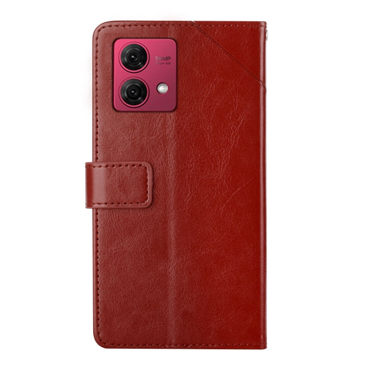 For Motorola Moto G84 HT01 Y-shaped Pattern Flip Leather Phone Case