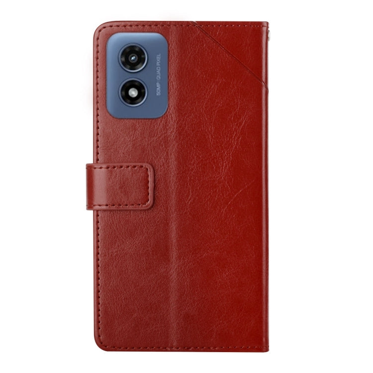 For Motorola Moto E14 HT01 Y-shaped Pattern Flip Leather Phone Case
