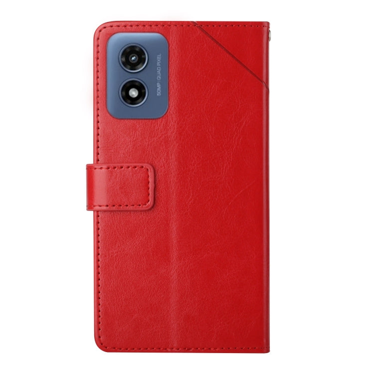 For Motorola Moto E14 HT01 Y-shaped Pattern Flip Leather Phone Case